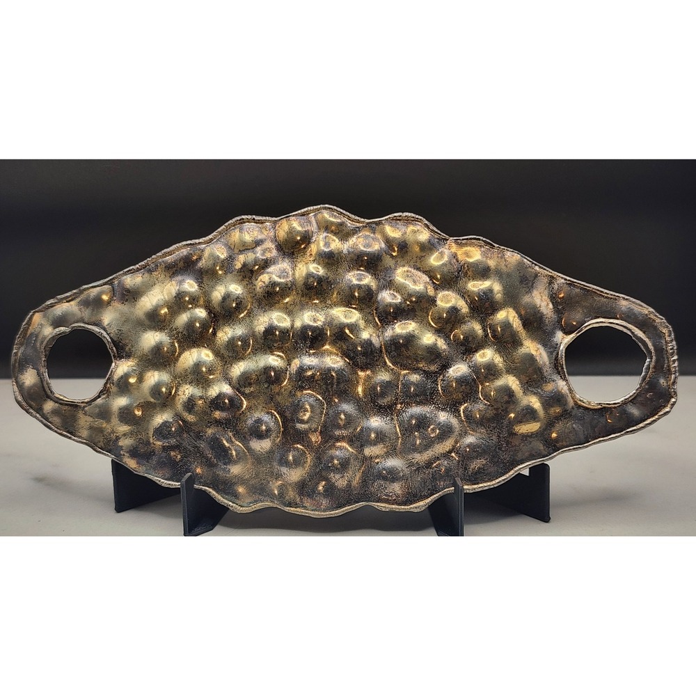 Handmade India Hammered Metal Scalloped Oval Belt Buckle 7in